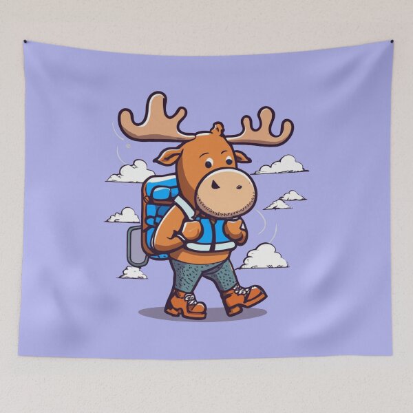 Item preview, Funny Moose Hiking Cartoon designed and sold by Nature's Fancy.