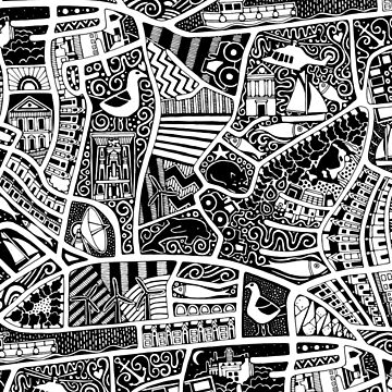 Artwork thumbnail, rural seaside living black by scrummy