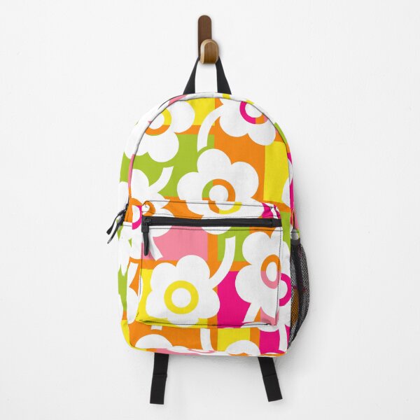 Item preview, Iconic Retro Scandinavian Cute Flowers in Pink, Orange, Yellow and Green designed and sold by Deutschic.