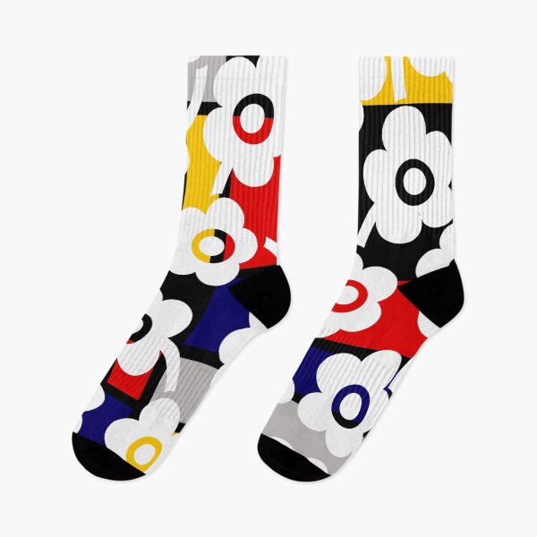 Item preview, Iconic Retro Scandinavian White Flowers in Bauhaus Colors designed and sold by Deutschic.