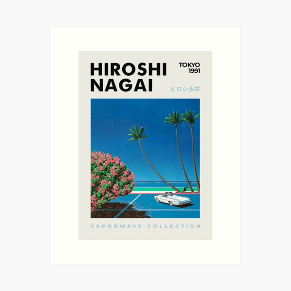 Item preview, Hiroshi Nagai Poster Art Beach Car Vintage Vaporwave Collection designed and sold by Nicodemuss.