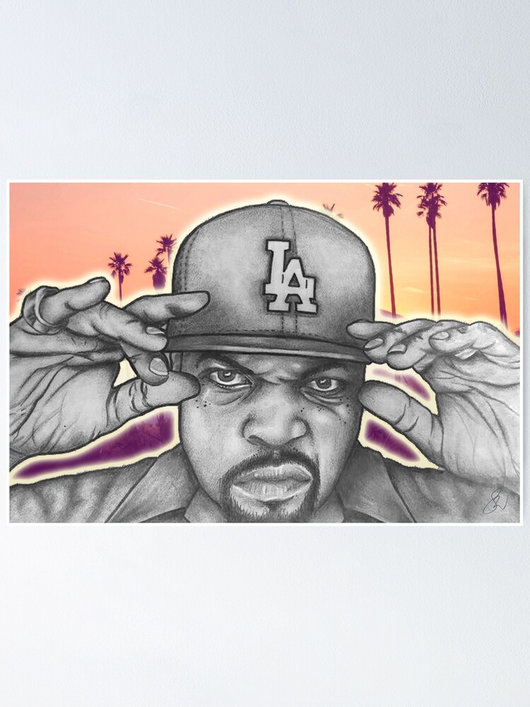 CUSTOM hand drawn Ice Cube Hip Hop Custom Art NWA | Poster