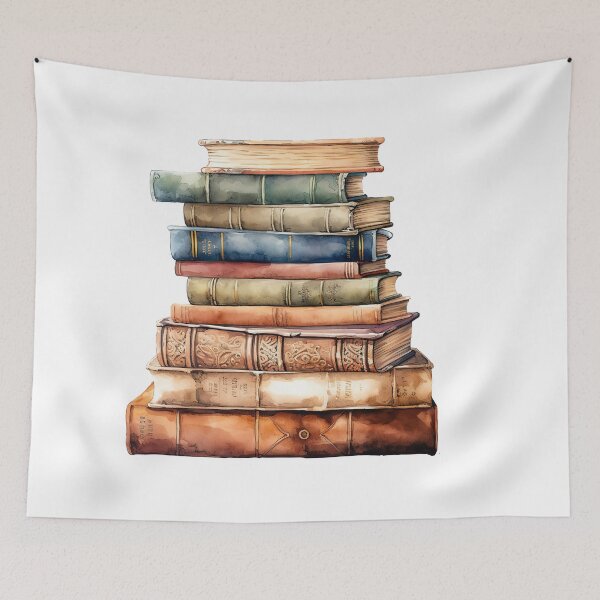 Item preview, Books stack of books watercolor vintage designed and sold by Inktown.