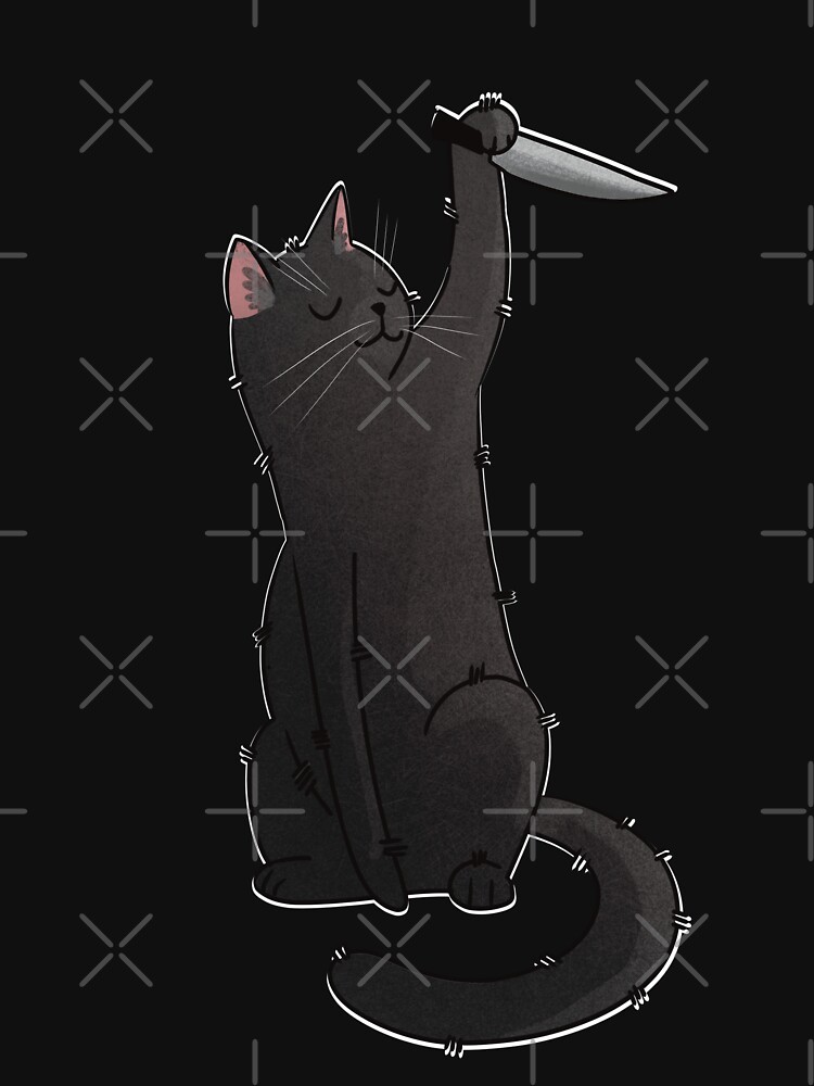 Thumbnail 7 of 7, Classic T-Shirt, Cat with Knife - Murderous Black Cat Halloween Design designed and sold by FelineEmporium.
