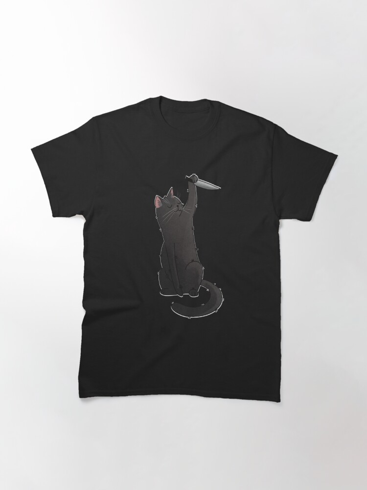 Classic T-Shirt, Cat with Knife - Murderous Black Cat Halloween Design  designed and sold by FelineEmporium