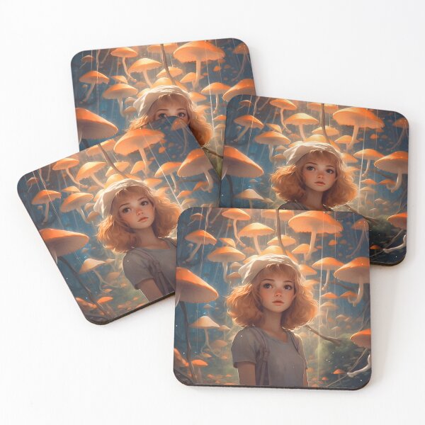 Item preview, Amazed Girl In A Mystical Land OF Surreal Floating Mushrooms designed and sold by scooterbaby.