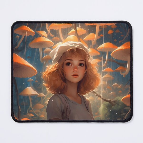 Item preview, Amazed Girl In A Mystical Land OF Surreal Floating Mushrooms designed and sold by scooterbaby.