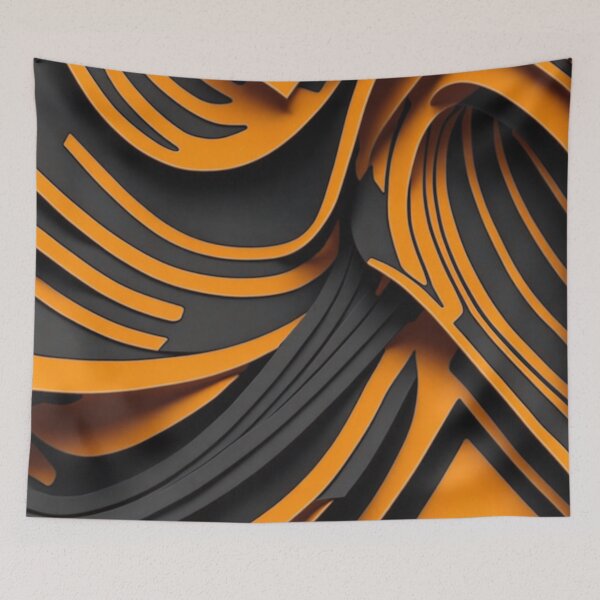 Item preview, wavy black and orange Abstract pattern designed and sold by Rothnaric.