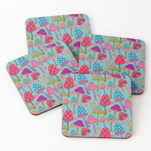 Item preview, Colorful Mushrooms Blue Seamless Pattern designed and sold by Cedarrue.