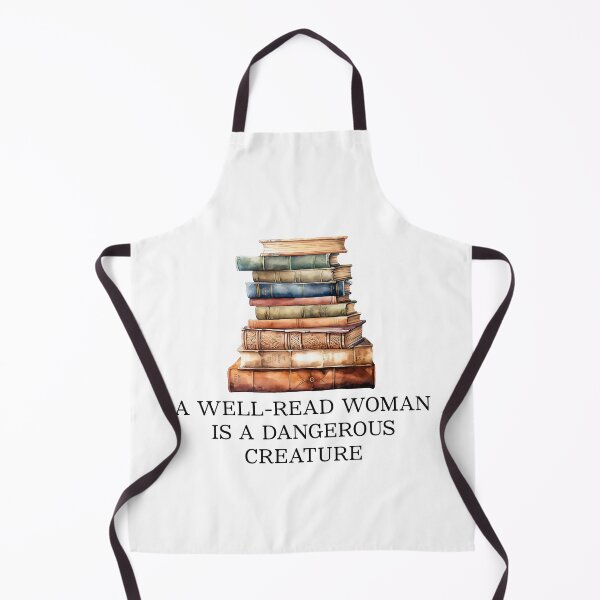 Item preview, Books quote, a well read woman is a dangerous creature, stack of books designed and sold by Inktown.