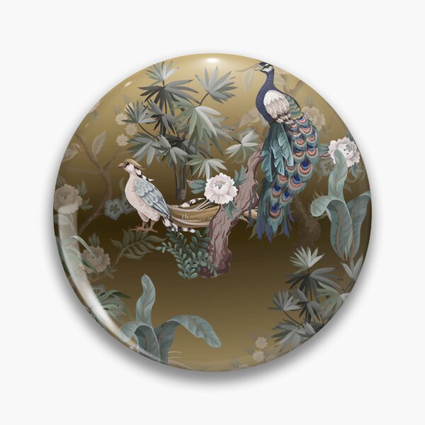 Item preview, Fengshui Oriental Chinoiserie - Gold Leaf Garden With Peacock And Quail 	 	 designed and sold by drzgnpyu84.