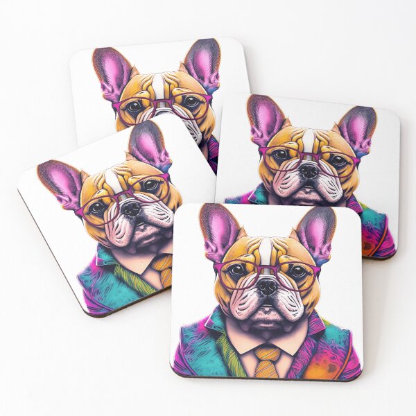 Item preview, Funny French Bulldog Portrait Unique Laughable Dog Owner Gift Hand-Drawn Style Dog Artwork Doggy Charm Comic Vibrant Home Decor designed and sold by ButonDesign.