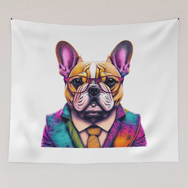 Item preview, Funny French Bulldog Portrait Unique Laughable Dog Owner Gift Hand-Drawn Style Dog Artwork Doggy Charm Comic Vibrant Home Decor designed and sold by ButonDesign.
