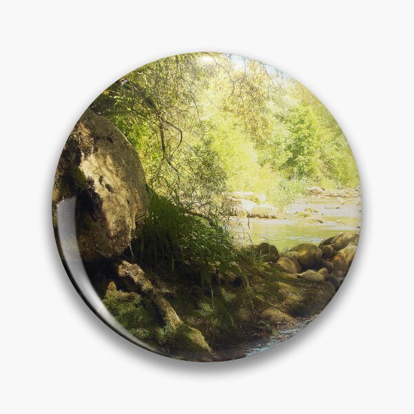 Item preview, Picturesque shady river backwater of the mountain river with large mossy boulders designed and sold by IaroslavB.