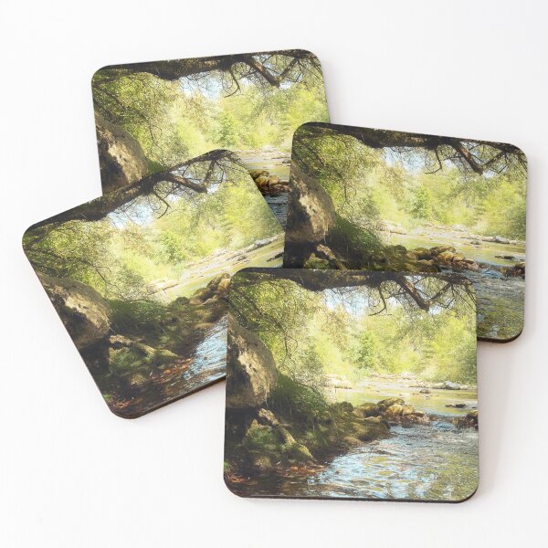 Item preview, Picturesque shady river backwater of the mountain river with large mossy boulders designed and sold by IaroslavB.