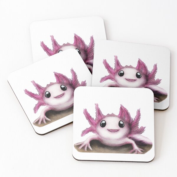 Item preview, Cute Pink Axolotl watercolour painting designed and sold by Funsize-Art.