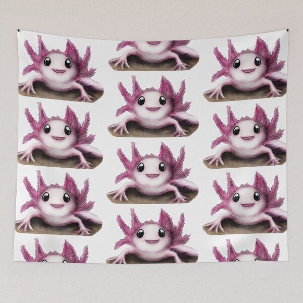 Item preview, Cute Pink Axolotl watercolour painting designed and sold by Funsize-Art.