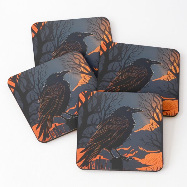 Item preview, Linocut Raven night designed and sold by ZenStickConcept.