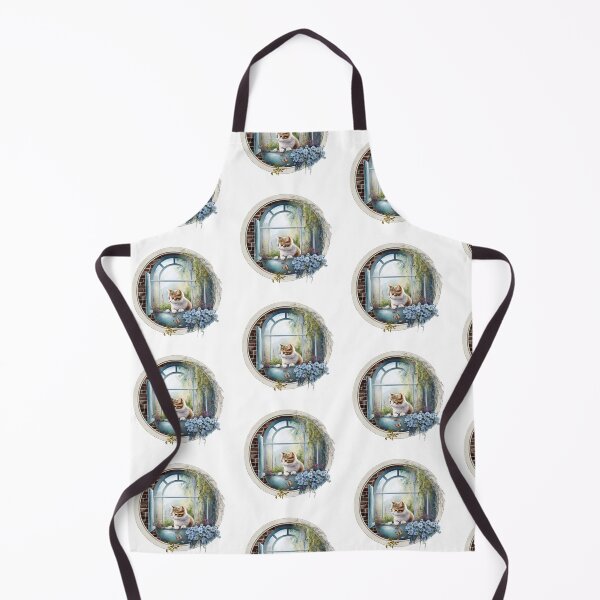 Item preview, Cute cat in a floral window. designed and sold by PawsandPages.