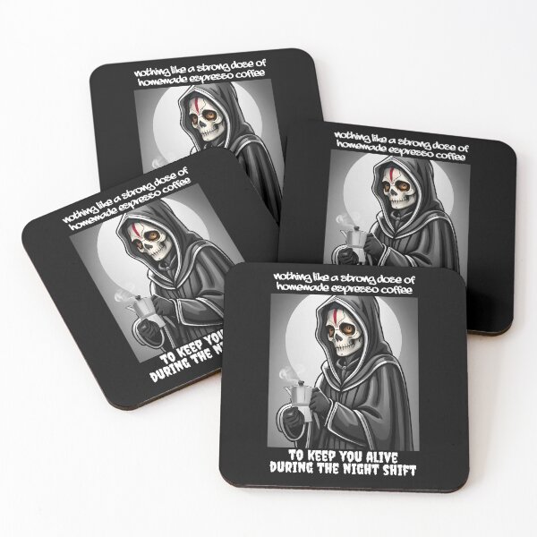 Item preview, Grim Reaper + Espresso Coffee - Nothing like a Strong Dose of Homemade Espresso Coffee to Keep you Alive during the Night Shift designed and sold by Skulls & Calaveras.