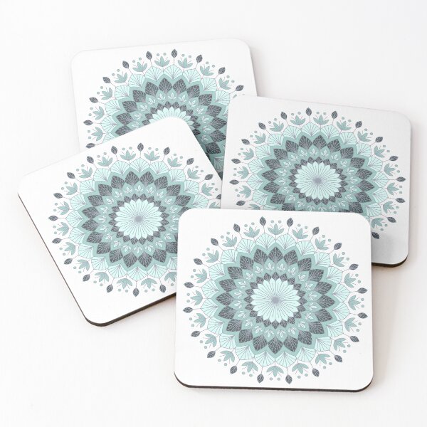 Item preview,  Floral mandala in turquoise blue designed and sold by MANUDOODLE.