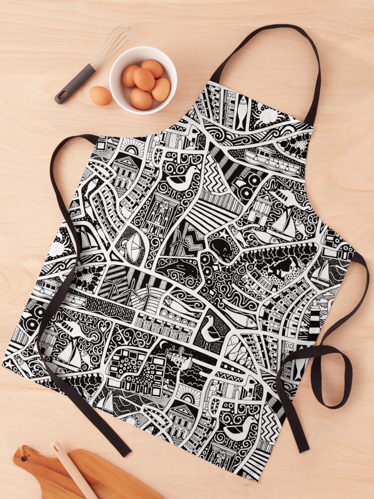 Thumbnail 1 of 6, Apron, rural seaside living black designed and sold by scrummy.
