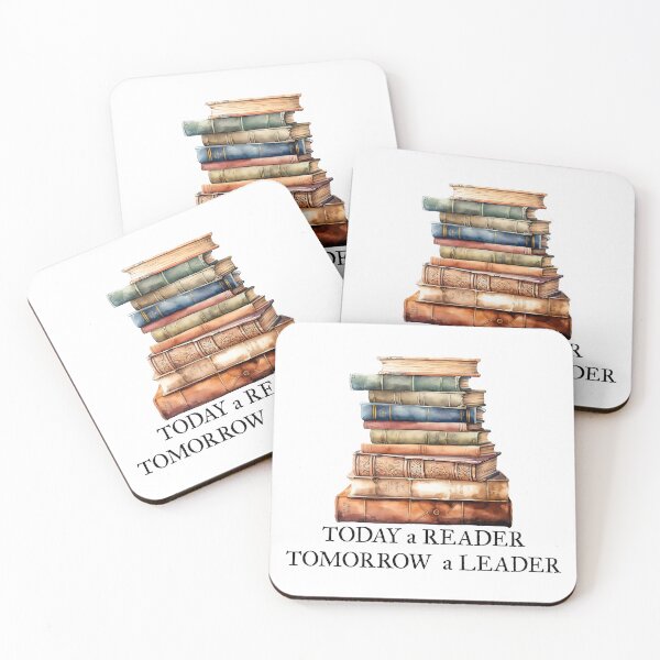 Item preview, Books quote, today a reader tomorrow a leader, stack of books  designed and sold by Inktown.