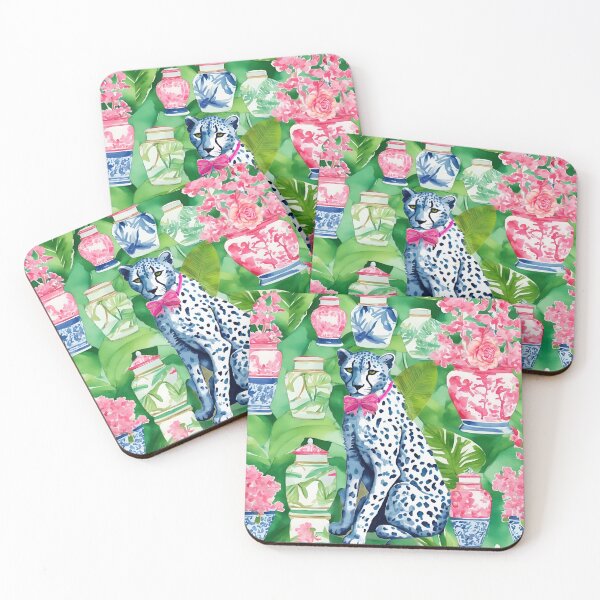 Item preview, Cheetah, banana leaves and chinoiserie jars designed and sold by SophieClimaArt.