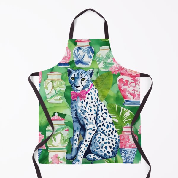 Item preview, Cheetah, banana leaves and chinoiserie jars designed and sold by SophieClimaArt.