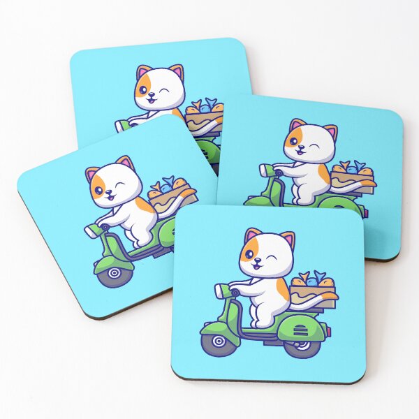 Item preview, Whisker Wheels: Cartoon Cat on Scooter designed and sold by hjian8219.