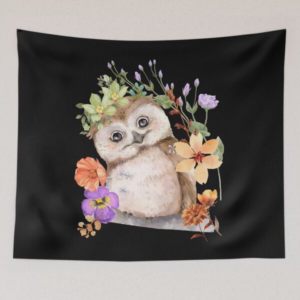 Item preview, Little Owlet With Flowers Colorful Design designed and sold by EarthArtDesigns.
