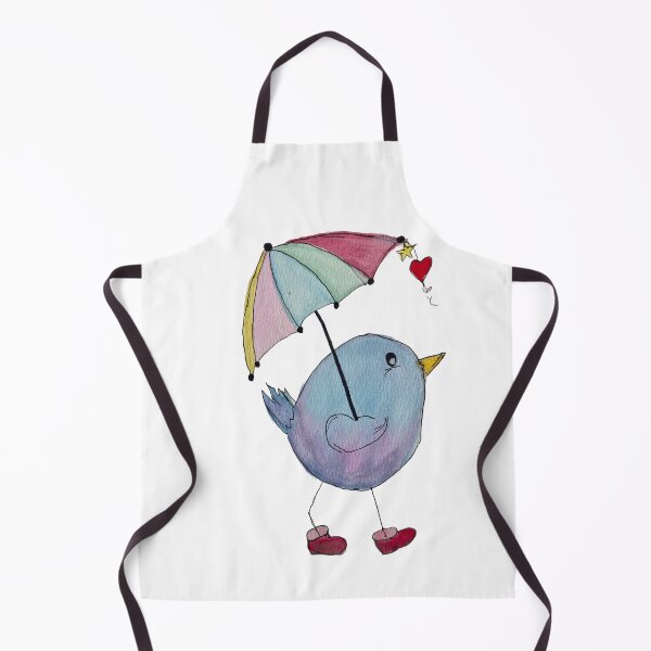 Item preview, Whimsical blue bird with umbrella watercolors art painting designed and sold by Bonniesr.