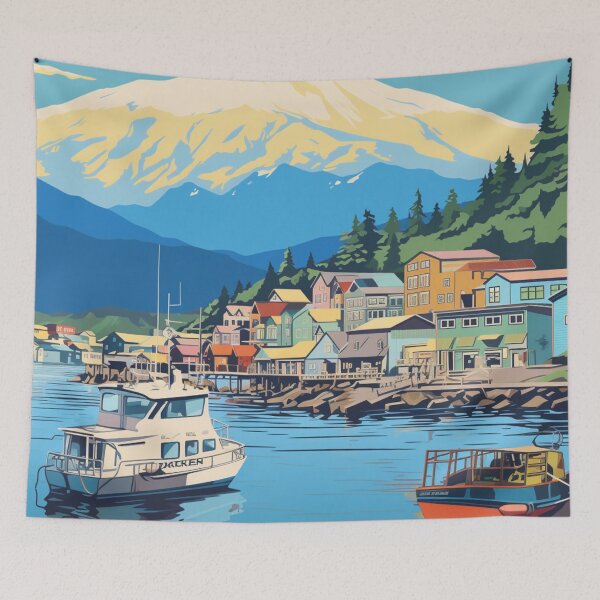 Item preview, A Pop Art Travel Print of Ketchikan - Alaska - US designed and sold by StudioRedKoala.