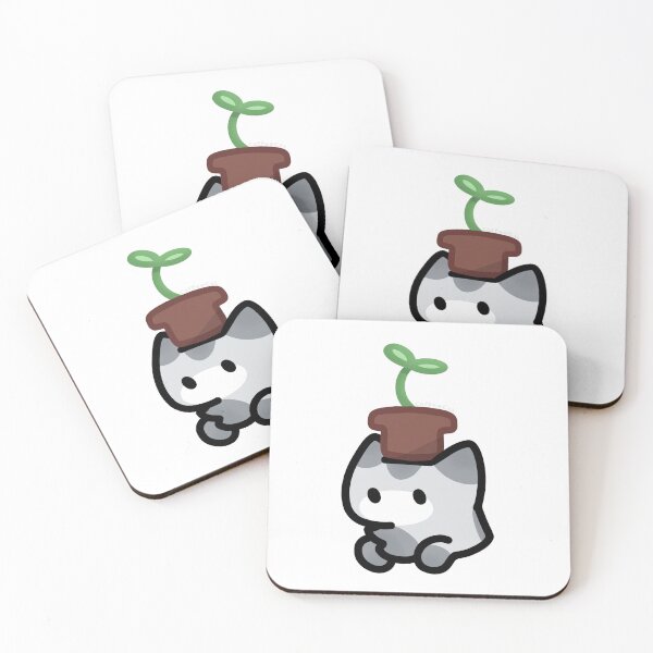Item preview, Gato gris con maceta en la cabeza designed and sold by CoffeeCatsCafe.