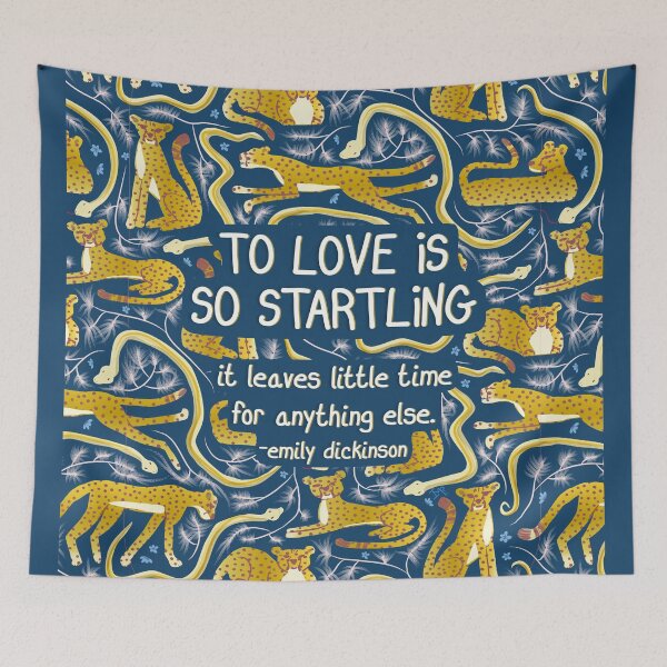 Item preview, To love is so startling | Emily Dickinson quotes | gold cheetah navy designed and sold by Ingrid Poole.