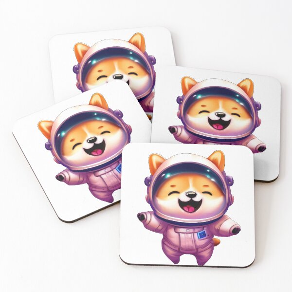 Item preview, Cute happy shiba in astronaut - pink - digital art designed and sold by CRAFTARTTR.