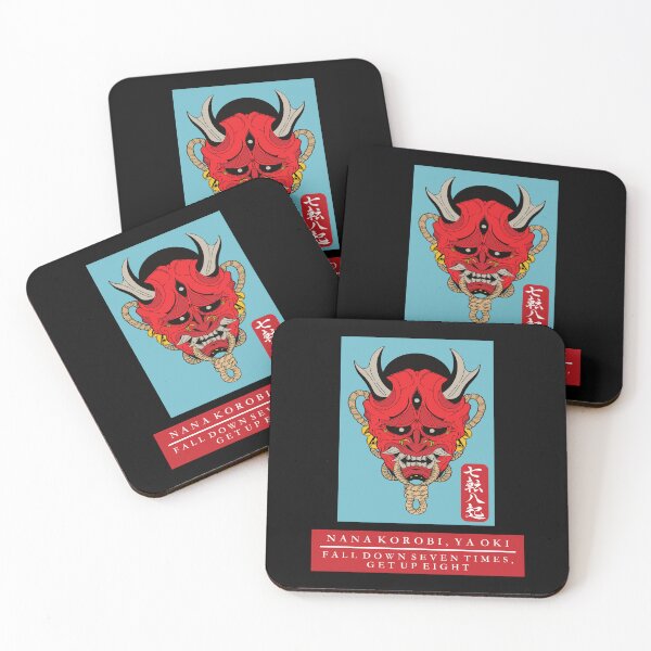 Item preview, Oni Mask Nana Korobi Ya Oki Kanji Fall Down Seven Times, Get Up Eight design designed and sold by Beyond-the-ring.