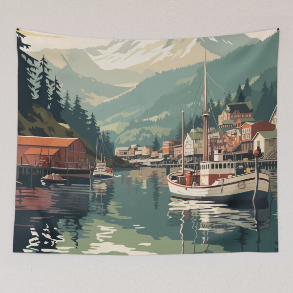 Item preview, A Vintage Travel Illustration of Ketchikan - Alaska - US designed and sold by GoodOldVintage.