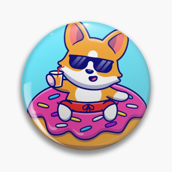 Item preview, Corgi's Doughnut Float: Cartoon Vector Icon designed and sold by hjian8219.