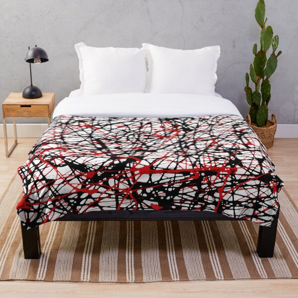Aperçu de l'œuvre Lignes d'éclaboussures de peinture rouge noir créée et vendue par abstractwhimsy.