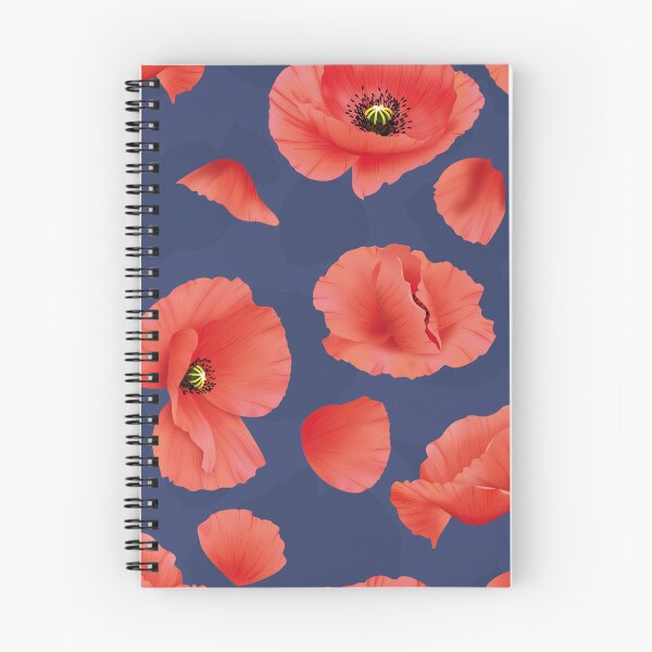 Item preview, Red poppy flowers on navy background designed and sold by MojaDoodles.