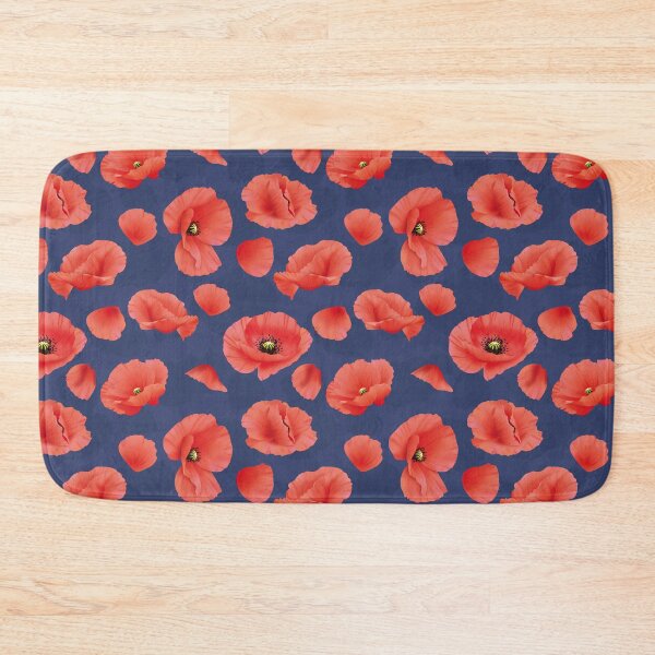 Item preview, Red poppy flowers on navy background designed and sold by MojaDoodles.