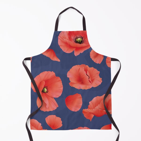Item preview, Red poppy flowers on navy background designed and sold by MojaDoodles.