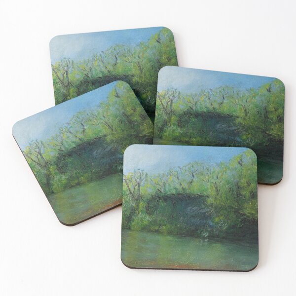 Item preview, beautiful lake with green trees expressionist designed and sold by impactartanime.
