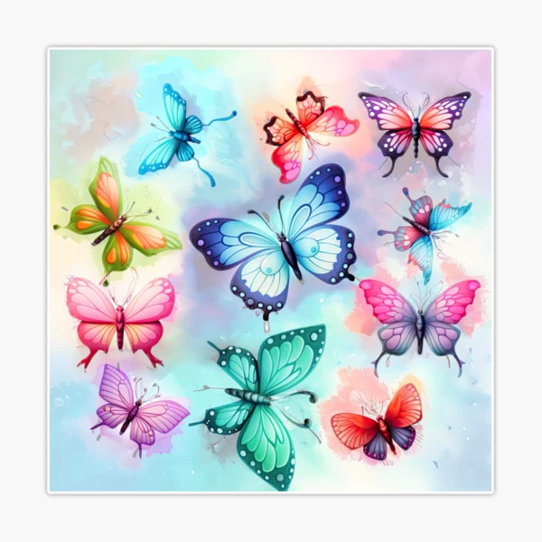 8 Large Butterflies Colorful Cute 3D Butterfly Stickers