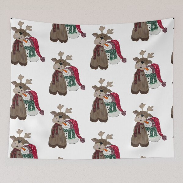 Item preview, Snowman reindeer besties hand painted art Christmas gifts designed and sold by Bonniesr.