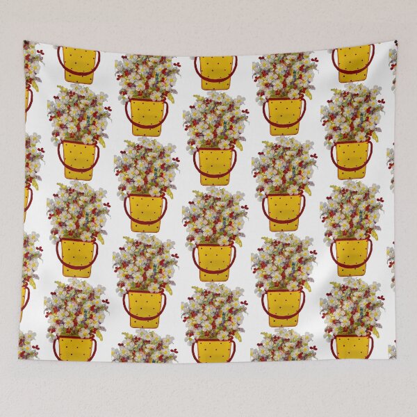 Item preview, Beach sand bucket with flowers hand painted art summer designed and sold by Bonniesr.