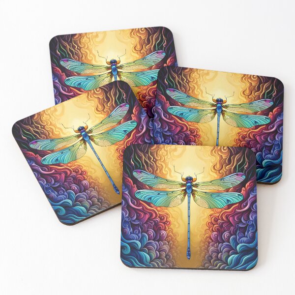 Item preview, Dragonfly Stained Glass Cartoon designed and sold by druidwolfart.