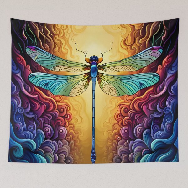 Item preview, Dragonfly Stained Glass Cartoon designed and sold by druidwolfart.