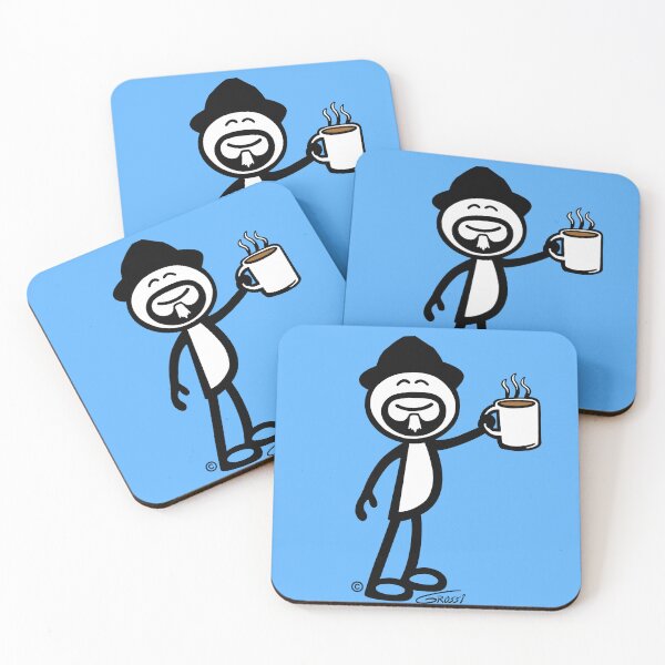 Item preview, GG Coffee Guy Stick Figure Light Blue Background designed and sold by GDGCreations.